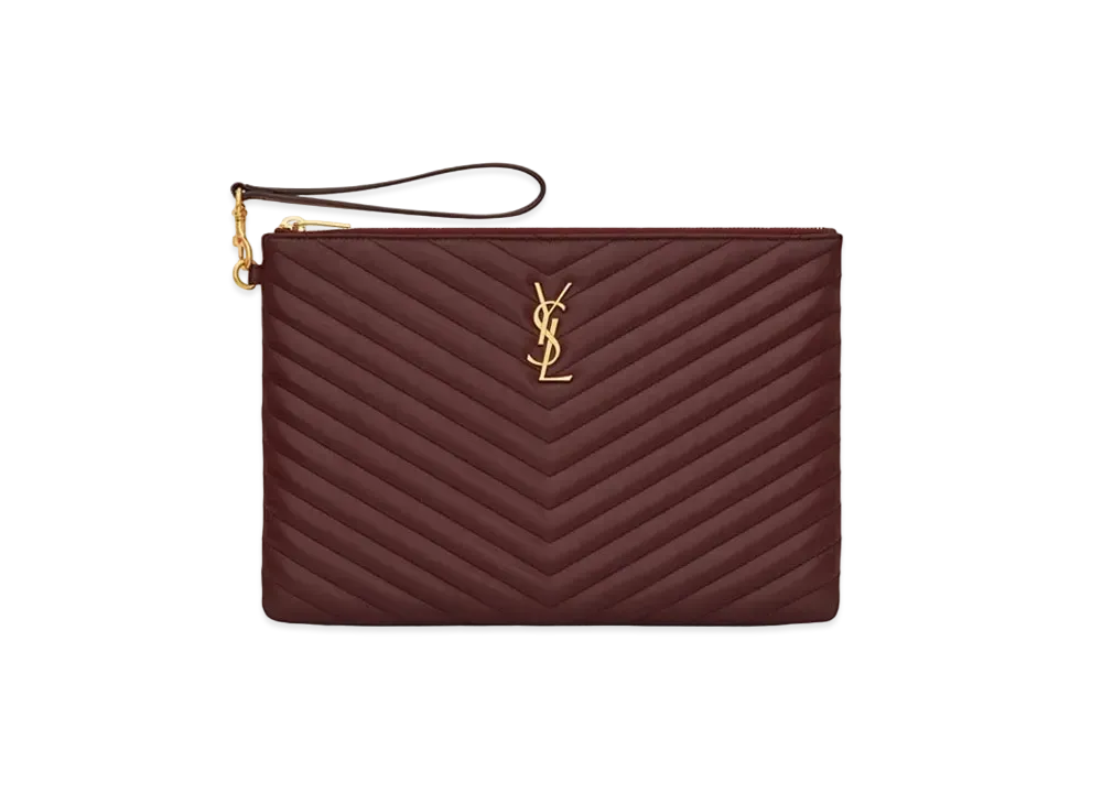 Saint Laurent Monogram Tablet Pouch In Matelasse Leather "Rouge Legion"