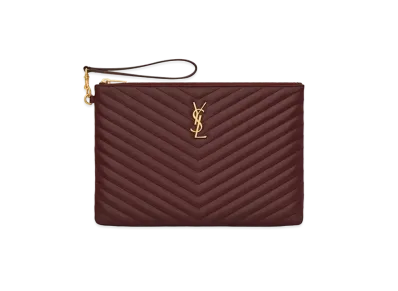 Saint Laurent Monogram Tablet Pouch In Matelasse Leather "Rouge Legion"