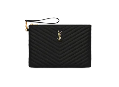 Saint Laurent Monogram Tablet Pouch In Matelasse Leather "Black"