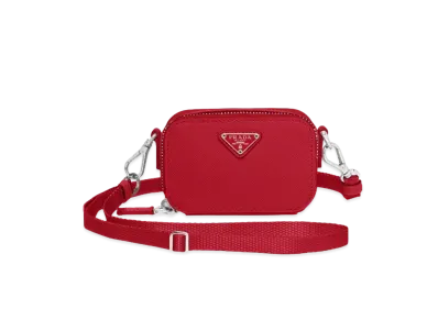 PRADA Saffiano Leather Mini Pouch "Fiery Red"