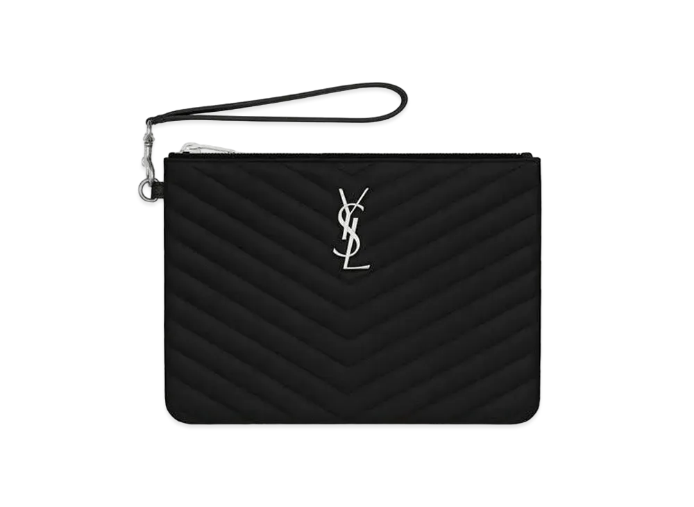 Saint Laurent Monogram Pouch In Leather "Black"