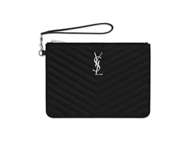 Saint Laurent Monogram Pouch In Leather "Black"