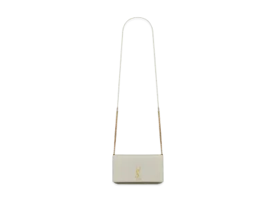 Saint Laurent Monogram Phone Holder With Strap In Smooth Leather "Vintage White"