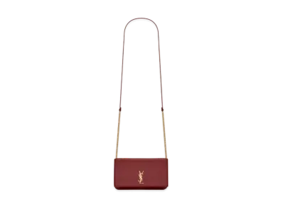 Saint Laurent Monogram Phone Holder With Strap In Smooth Leather "Opyum Red"