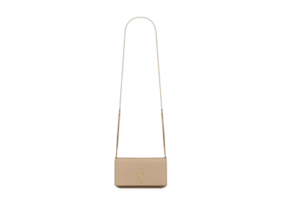 Saint Laurent Monogram Phone Holder With Strap In Smooth Leather "Dark Beige"