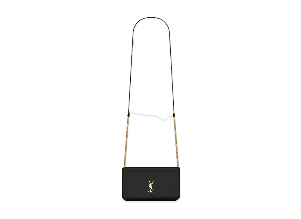 Saint Laurent Monogram Phone Holder With Strap In Smooth Leather "Black"