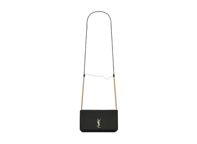Saint Laurent Monogram Phone Holder With Strap In Smooth Leather "Black"