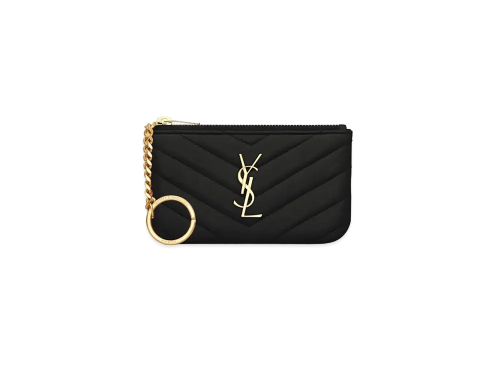 Saint Laurent Monogram Key Pouch In Matelasse Leather "Black"