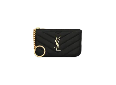 Saint Laurent Monogram Key Pouch In Matelasse Leather "Black"