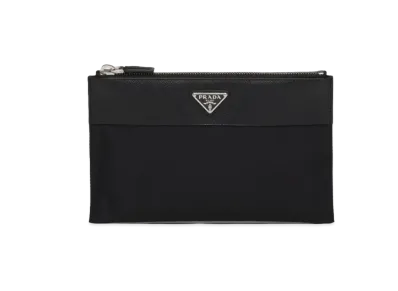 PRADA Re Nylon and Saffiano Leather Pouch Wallet "Black"