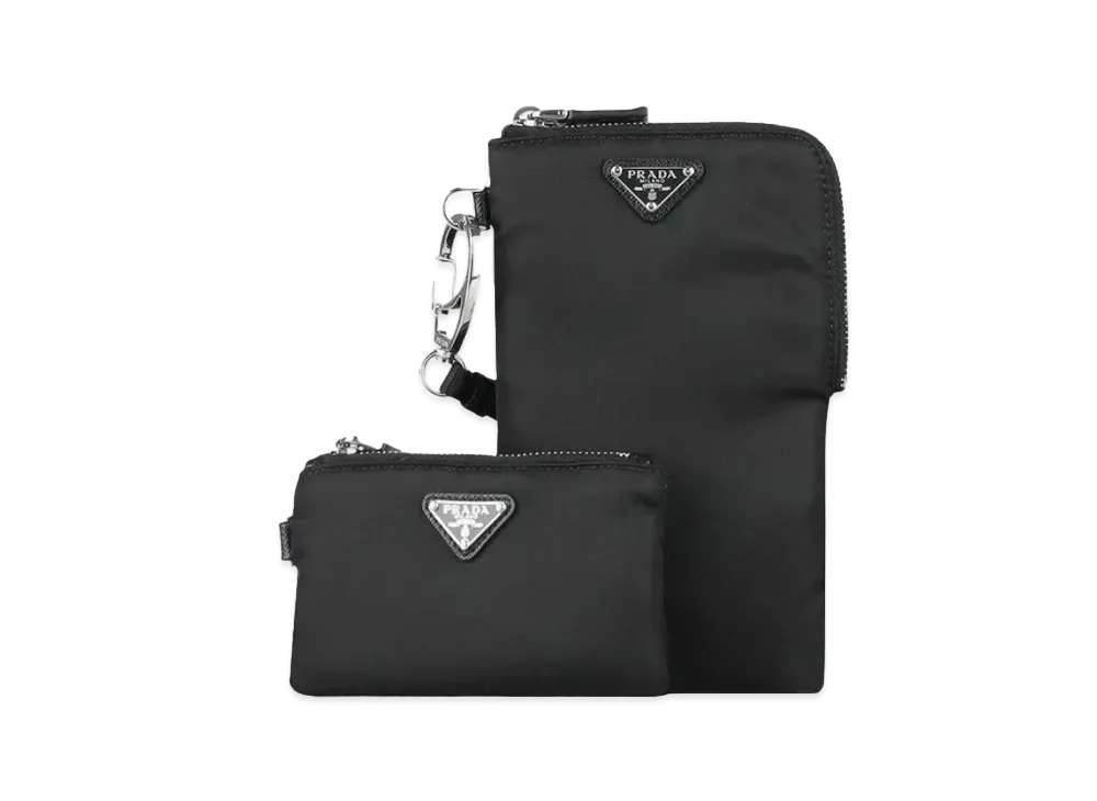 PRADA Two Re Nylon Pouches "Black"