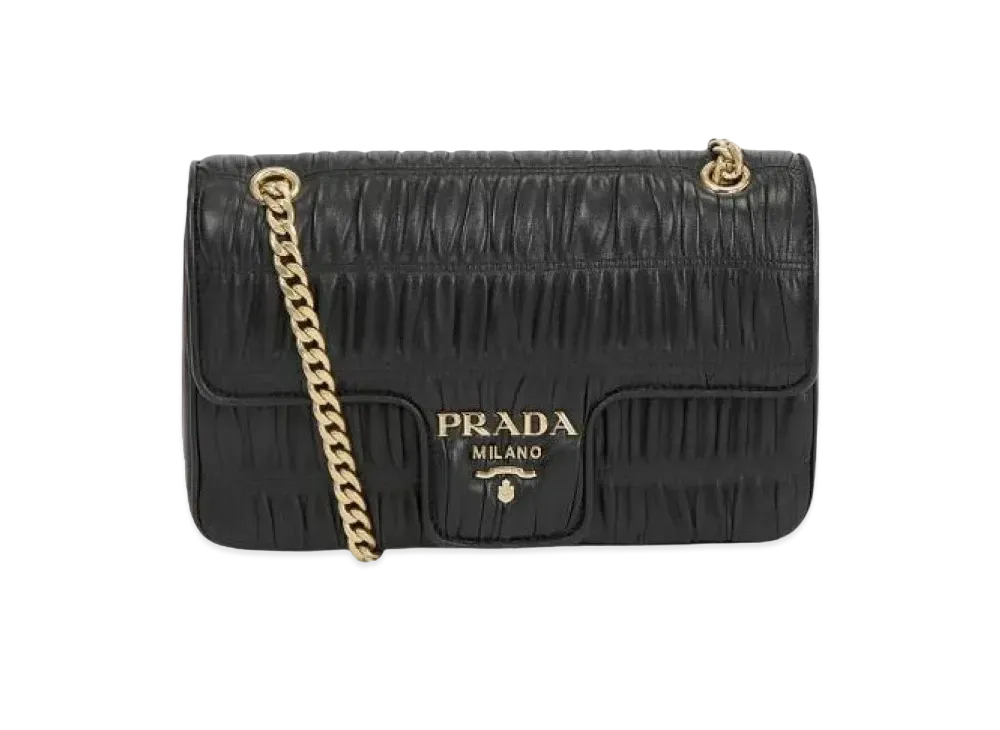 PRADA Leather Chain Shoulder Bag "Black"