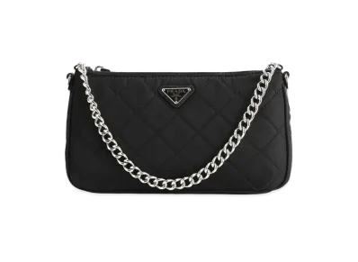PRADA Nylon Quilted Chain Shoulder Bag "Black"