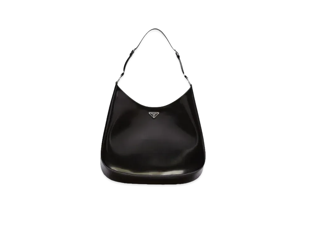 PRADA Cleo Brushed Leather Shoulder Bag "Black"