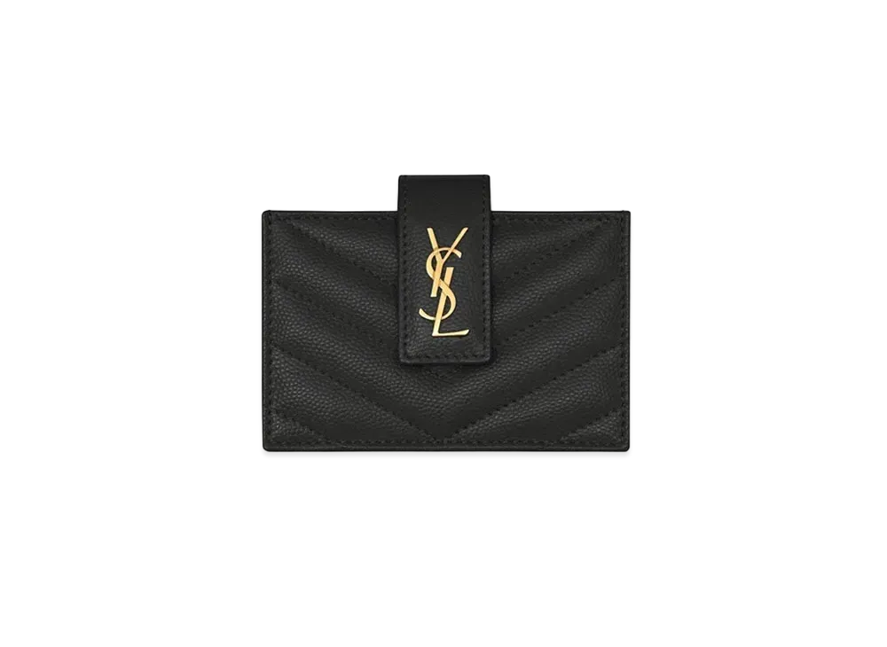 サンローラン モノグラム ビジネスカードケース (グレイン・ド・プードルエンボスレザー) "ブラック" 607907BOW011000