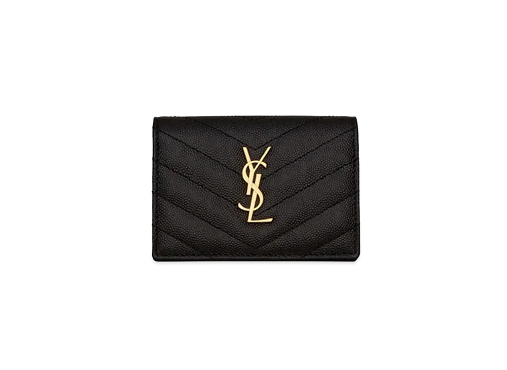 サンローラン ビジネスカードケースモノグラム (グレイン・ド・プードルエンボスレザー) "ブラック" 596323BOWA11000