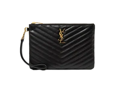 Saint Laurent Monogram A5 Pouch In Matelasse Leather "Black"