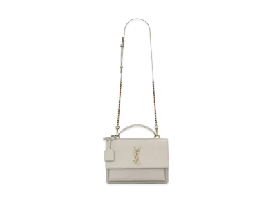 Saint Laurent Medium Sunset Satchel In Smooth Leather "Vintage White"