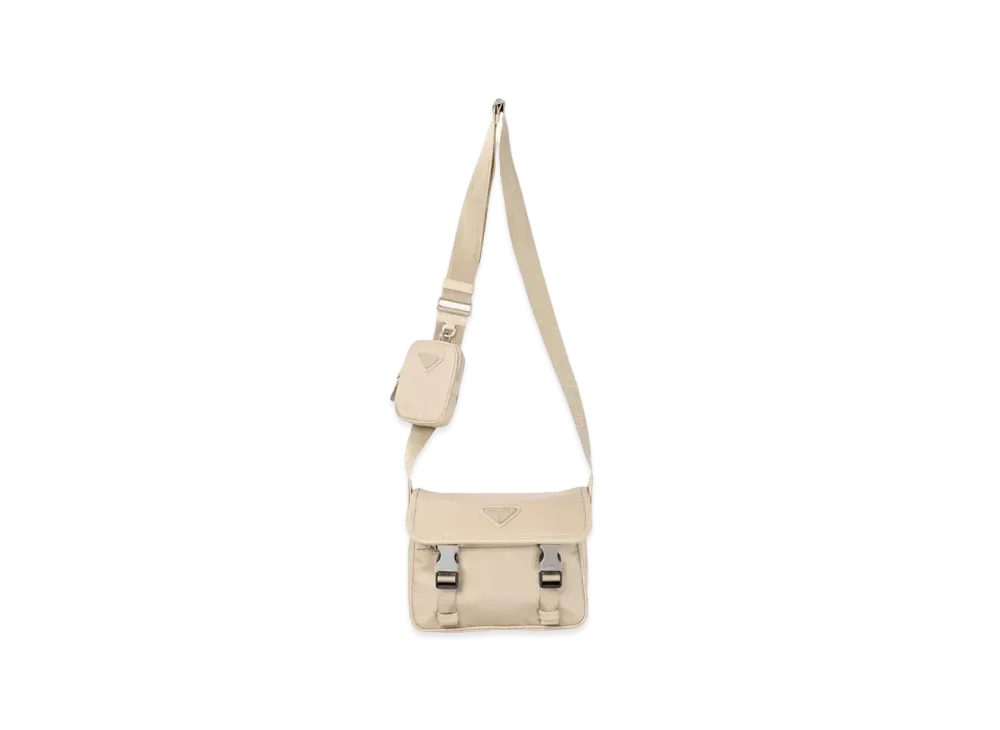 PRADA Re Nylon and Saffiano Leather Shoulder Bag "Desert Beige"