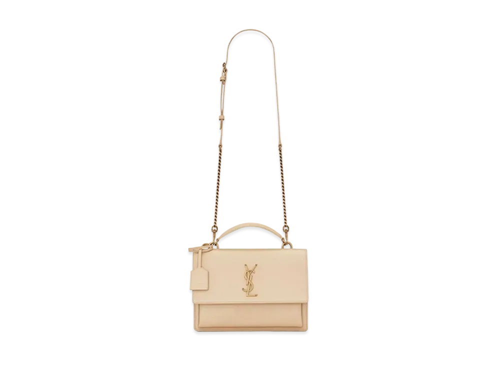 Saint Laurent Medium Sunset Satchel In Smooth Leather "Ivory Natural"