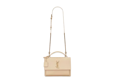Saint Laurent Medium Sunset Satchel In Smooth Leather "Ivory Natural"