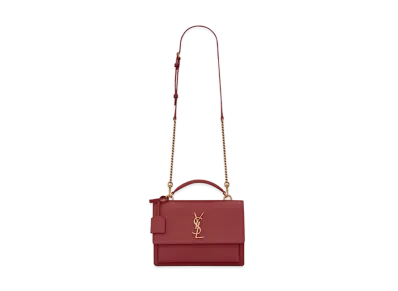 Saint Laurent Medium Sunset Satchel In Smooth Leather "Opyum Red"