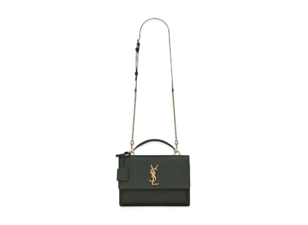 Saint Laurent Medium Sunset Satchel In Smooth Leather "Dark Green"