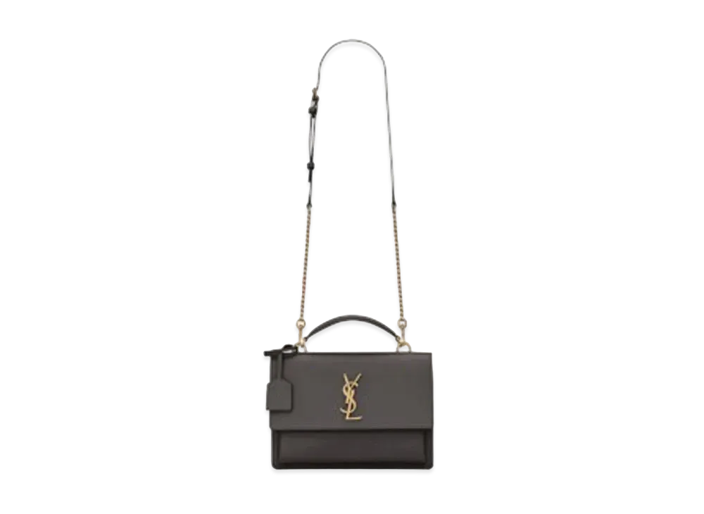 Saint Laurent Medium Sunset Satchel In Smooth Leather "Storm"