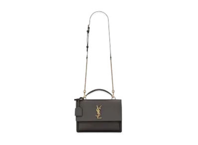 Saint Laurent Medium Sunset Satchel In Smooth Leather "Storm"