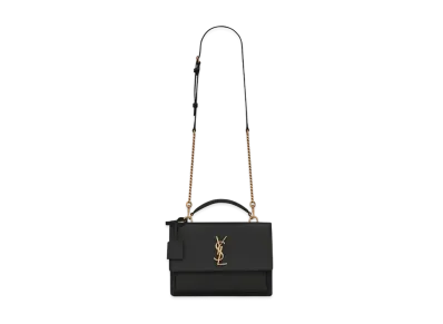 Saint Laurent Medium Sunset Satchel In Smooth Leather "Black"