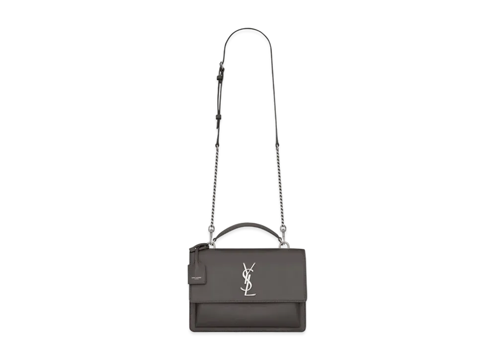 Saint Laurent Medium Sunset Satchel In Smooth Leather "Storm"