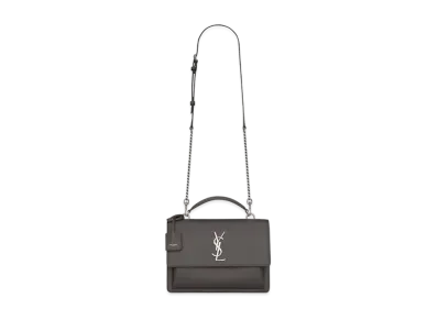 Saint Laurent Medium Sunset Satchel In Smooth Leather "Storm"