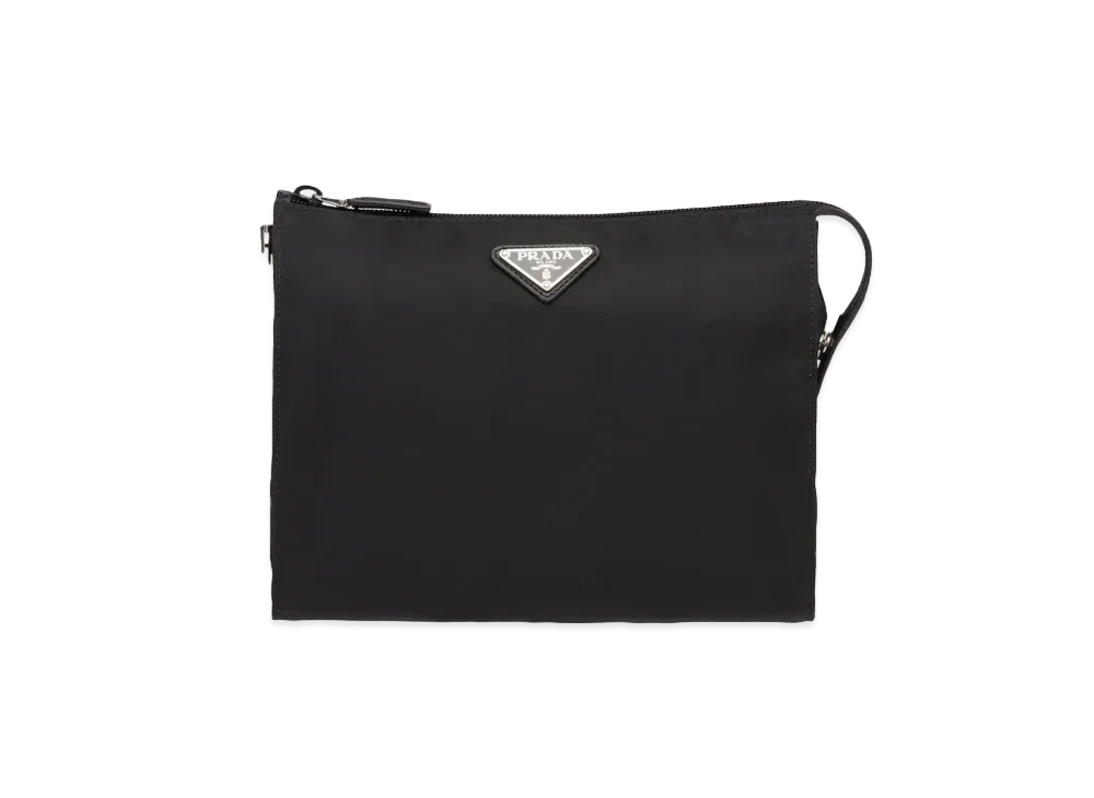 PRADA Re Nylon and Saffiano Leather Pouch "Black"