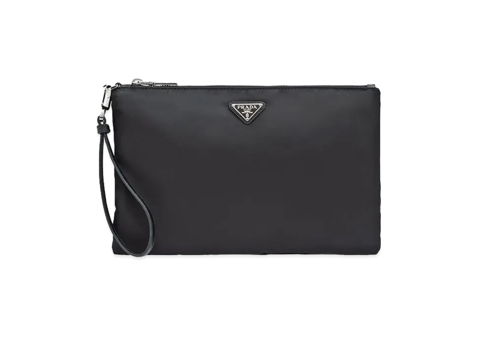 PRADA Re Nylon and Saffiano Leather Pouch "Black"