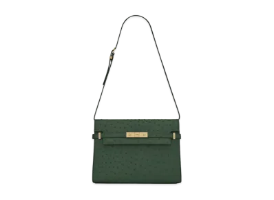 Saint Laurent Manhattan Shoulder Bag In Ostrich "Forest Green"