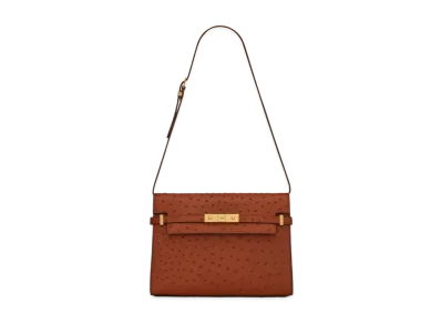 Saint Laurent Manhattan Shoulder Bag In Ostrich "Brick"