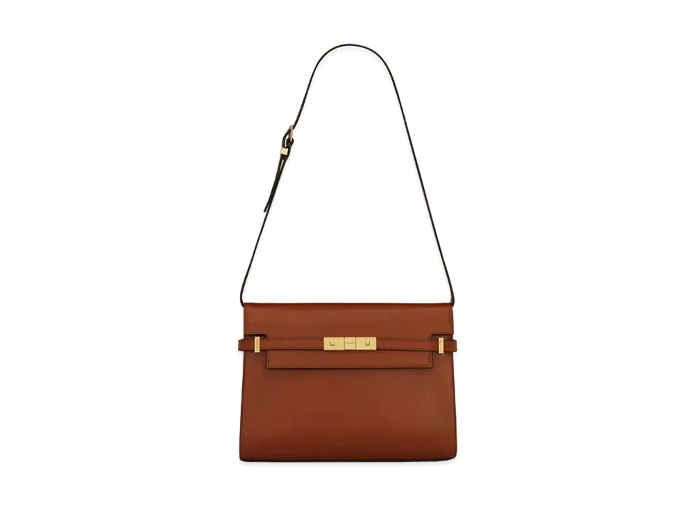 Saint Laurent Manhattan Shoulder Bag In Box Saint Laurent Leather "Brick/Dark Ebene"