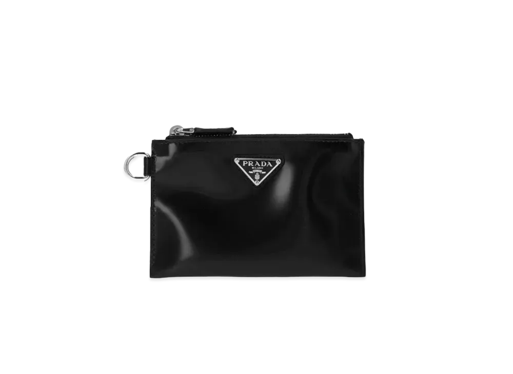 PRADA Brushed Leather Double Mini Pouch "Black"