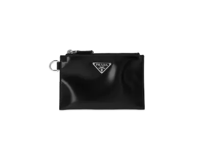 PRADA Brushed Leather Double Mini Pouch "Black"