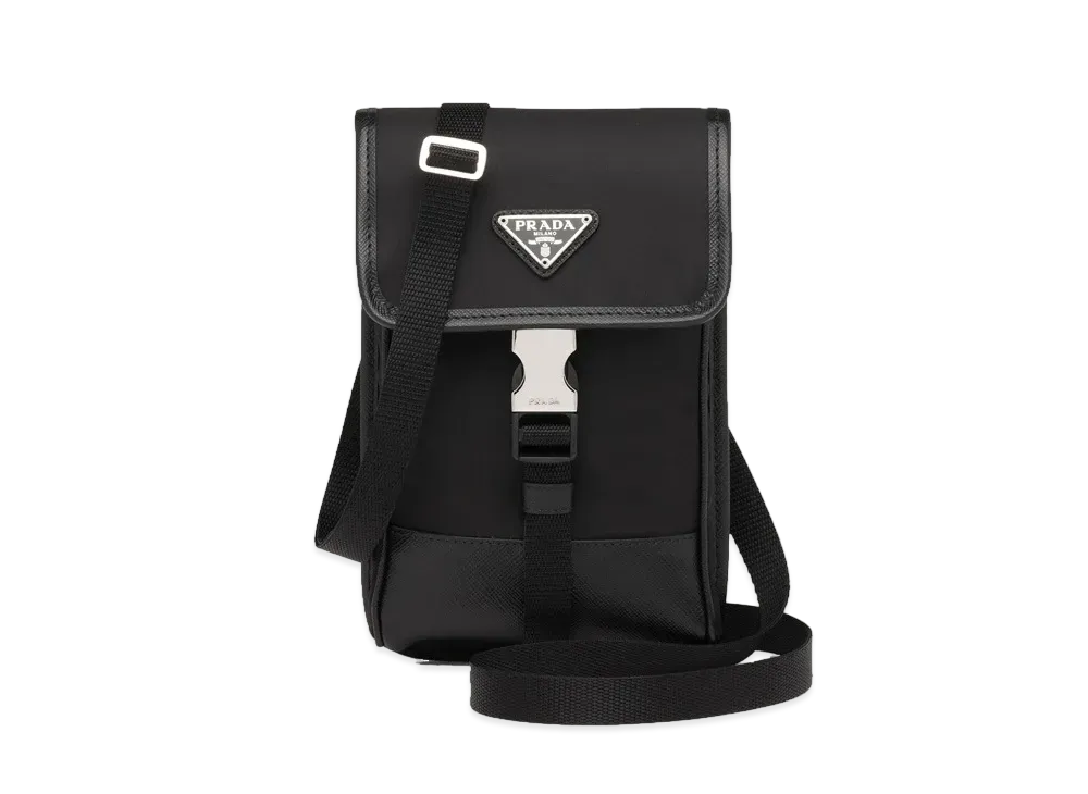 PRADA Re Nylon And Saffiano Leather Smartphone Case "Black"