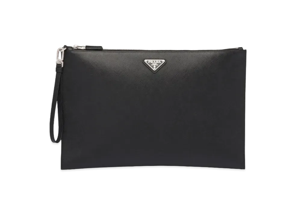 PRADA Saffiano Leather Pouch "Black"