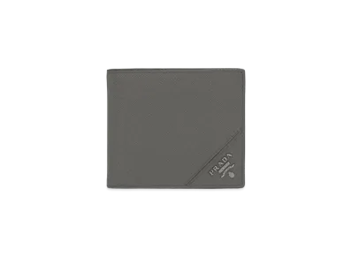 PRADA Saffiano Leather Wallet "Baltic Blue/Marble Gray"