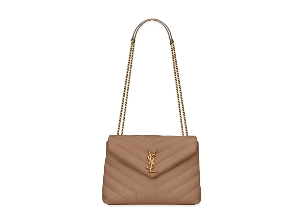 Saint Laurent Loulou Small In Matelasse Y Leather "Taupe"