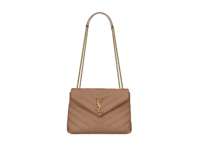 Saint Laurent Loulou Small In Matelasse Y Leather "Taupe"