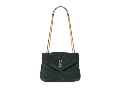 Saint Laurent Loulou Small Bag In Y-Quilted Suede "Deep Green"