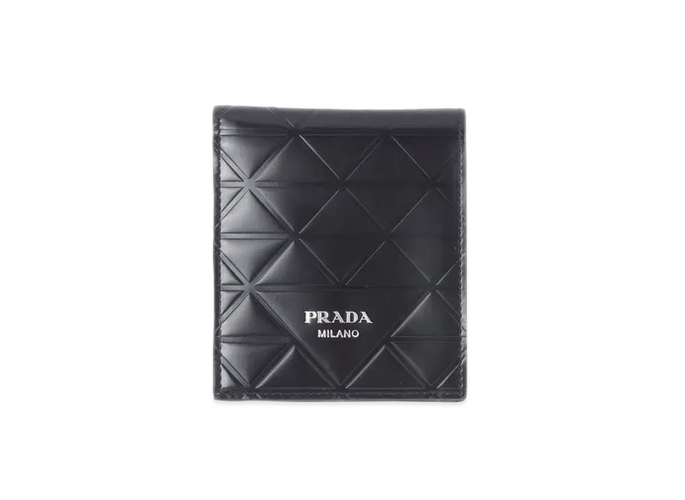 PRADA Brushed Leather Wallet "Black"