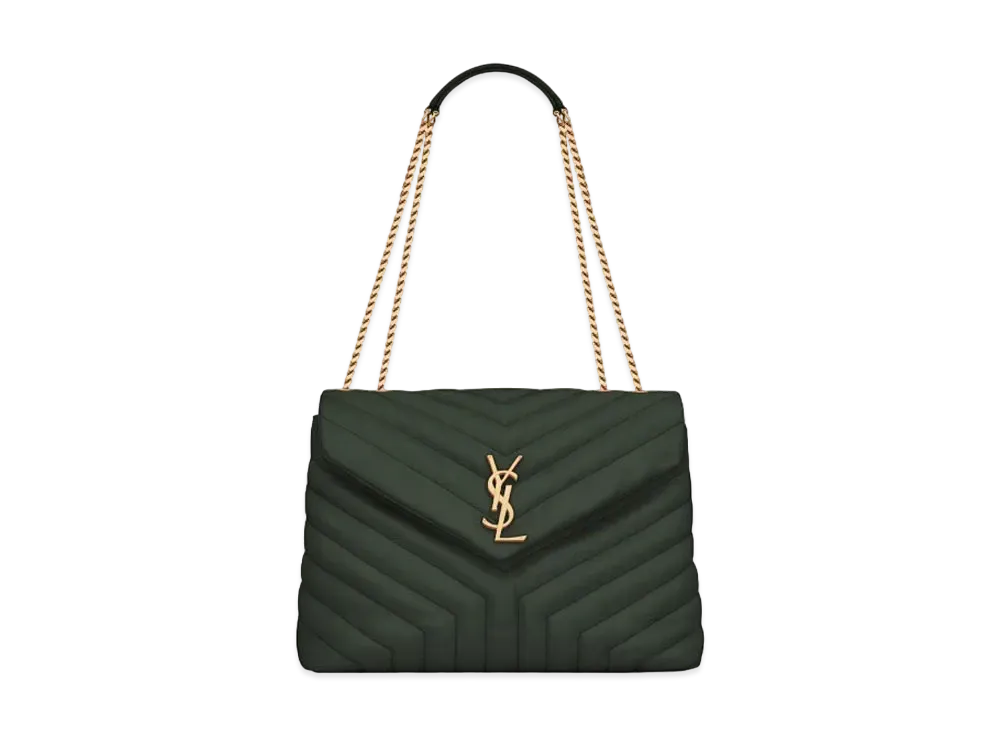 Saint Laurent Loulou Medium In Matelasse Y Leather "Dark Green"