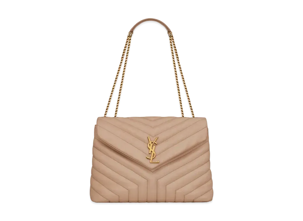 Saint Laurent Loulou Medium In Matelasse Y Leather "Dark Beige"