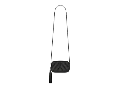 Saint Laurent Lou Mini Bag In Quilted Grain De Poudre Embossed Leather "Black"