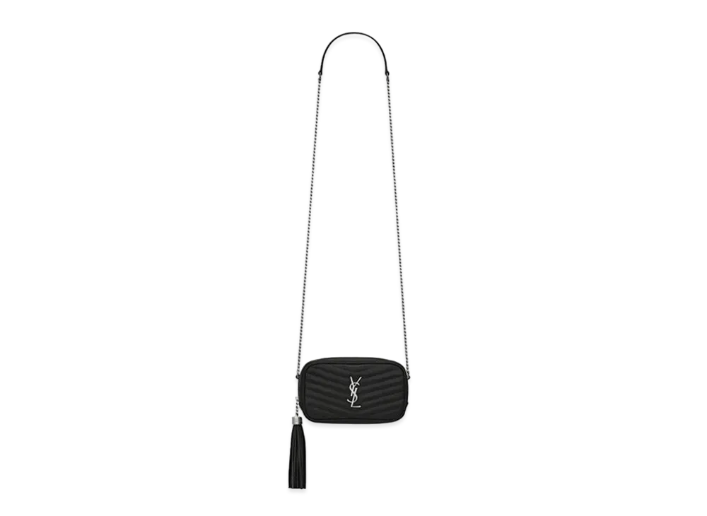 Saint Laurent Lou Mini Bag In Quilted Grain De Poudre Embossed Leather "Black"